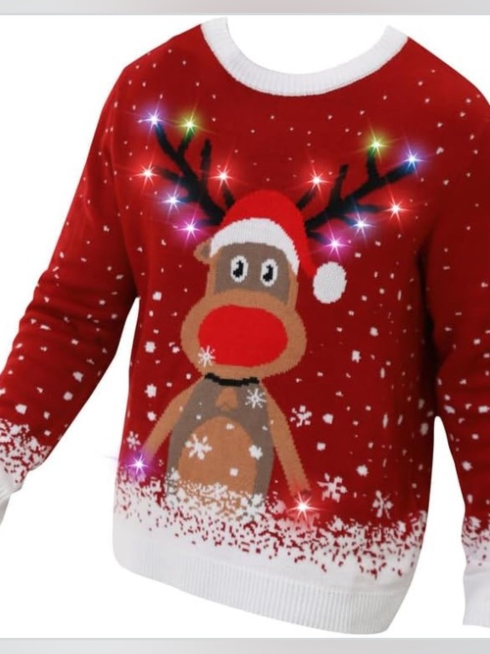 Ugly Christmas Reindeer Light Up Sweater Unisex M